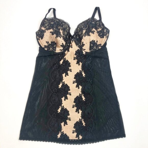 Victoria's Secret Other - Victoria's Secret Sheer Mesh and Lace Rhinestone Teddy Slip. Size 36D